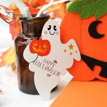 48 шт. держатель для леденцов на Хэллоуин, держатель для конфет, печенья, тыквы, бумажная карточка для вечеринки дома, принадлежности для счастливого Хэллоуина A