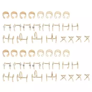 48 шт. каффы для ушей, не прокалывающие, прочные, легкие, стильные, с плетеными бусинами, украшения для волос