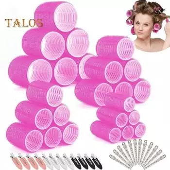 48 шт./компл. бигуди для волос с заколками 25/36/45/60 мм длинные средние короткие волосы челка бигуди DIY женские без нагрева укладка волос завивка инструменты чёрный