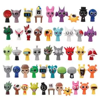 48 шт./компл. Мини-фигурка Sprunki, игрушка из мультфильма Sprunki Wenda, модель куклы, фигурки, детский подарок чёрный