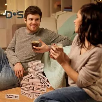 48 шт./компл., пара строительных блоков, падающая башня с рождественским подарочным пакетом, свидание, вечер, взрослые развлечения, деревянные блоки для игры в подружку, парня Snowman