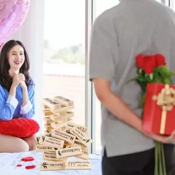 48 шт./компл., строительный блок, штабелируемая башня, пара, свидание, ночь, вопрос, деревянный блок, для взрослых, вечерние игры, подруга, парень, подарок на день Святого Валентина