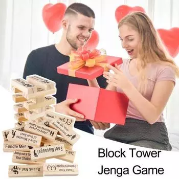 48 шт./компл., строительный блок, штабелируемая башня, пара, свидание, ночь, вопрос, деревянный блок, для взрослых, вечерние игры, подруга, парень