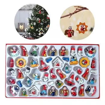 48 шт. мини деревянные рождественские подвесные украшения Рождественская елка украшения товары для дома и вечеринки