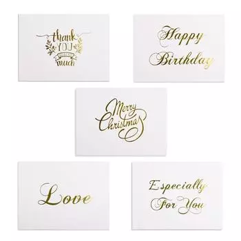 48 шт. Мини-открытки с золотым тиснением и благодарностью, валентинки, с днем рождения, рождественской вечеринки, свадьбы, приглашения, письма, поздравительные открытки