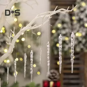 48 шт. подвеска в виде прозрачной сосульки, подвесные украшения в виде кристаллов, набор из 4 штук для украшения рождественской елки, праздничной вечеринки 48pcs