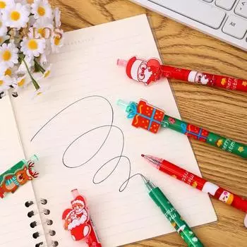 48 шт. Рождественская гелевая ручка с пером 0,5 мм, праздничная тематическая ручка с кнопкой, подарок для студентов, офисных работников, учителей 48pcs