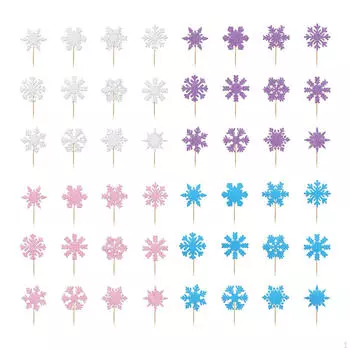 48 шт. Рождественские украшения для кексов, рождественские украшения для тортов, вставки для тортов в виде снежинок, открытки