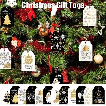 48 шт. самодельных крафт-бирок, этикеток для рождественской упаковки подарков, бумажные бирки для Санта-Клауса, бумажные открытки, принадлежности для рождественской вечеринки