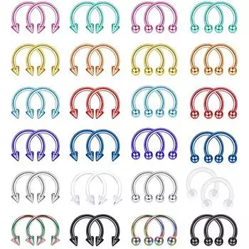 48 шт. ювелирные изделия для пирсинга, кольцо в носу, серьги из нержавеющей стали, серьги-гвоздики, смешанные цвета, набор колец в носу с стержнем C