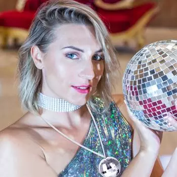 48 шт. в упаковке ожерелий в стиле диско-шара 70-х годов в стиле диско-вечеринки чёрный