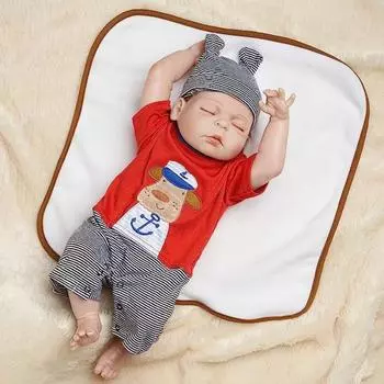 48 см 57 см тело Мягкая силиконовая виниловая кукла Кукла Реалистичная детская игрушка Реборн Подарок на день рождения ребенка Кукла может купаться в воде 48cm Boy doll set