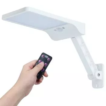 48 светодиодный солнечный свет 800LM PIR Датчик движения IP65 Водонепроницаемый наружный уличный настенный садовый светильник вращающийся пульт дистанционного управления White