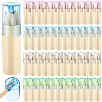 48 упаковок мини-карандашей для рисования с точилкой, портативные цветные карандаши в тюбике, подарки для художников, принадлежности для рисования и написания эскизов (6 цветов) 48 pieces