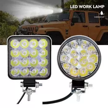 48 Вт Автомобильный светодиодный рабочий фонарь MINI 16SMD круглый квадратный рабочий фонарь 12 В автоматический противотуманный фонарь для бездорожья для квадроциклов внедорожников универсальный прожектор