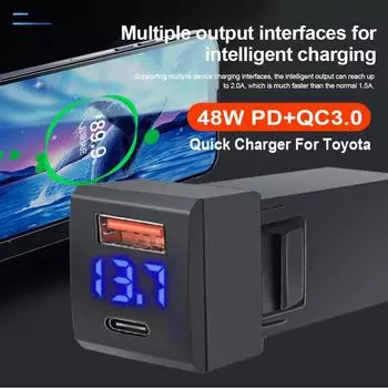 48 Вт быстрая зарядка PD QC3.0 зарядное устройство для телефона USB-разъем типа C цифровой дисплей напряжения адаптер питания для Toyota Boat Marine ATV