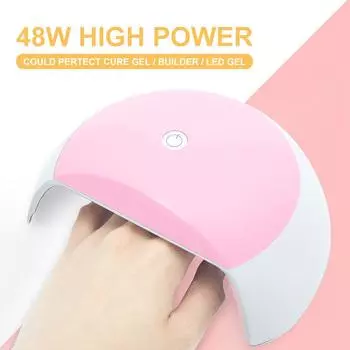 48 Вт УФ-лампа для сушки ногтей с автоматическим датчиком 15 УФ-светодиодов для всех гелей 60-120-х годов Профессиональный маникюр, педикюр, наращивание ногтей розовый