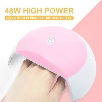 48 Вт УФ-лампа для сушки ногтей с автоматическим датчиком 15 УФ-светодиодный светильник для всех гелей-лаков Профессиональный маникюрный педикюрный набор для ногтей розовый