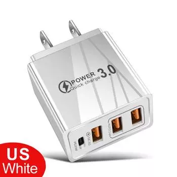 48 Вт USB зарядное устройство QC 3.0 Type C PD быстрая зарядка для iPhone 12 13 Max Samsung S21 Xiaomi мобильный телефон EU/US вилка настенное зарядное устройство US