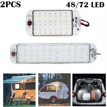 48LED/72 светодиодная панельная лампа для чтения в салоне автомобиля, высокая яркость, освещение салона для фургона, грузовика, автофургона, лодки, кемпера, полоса освещения 12-80 В