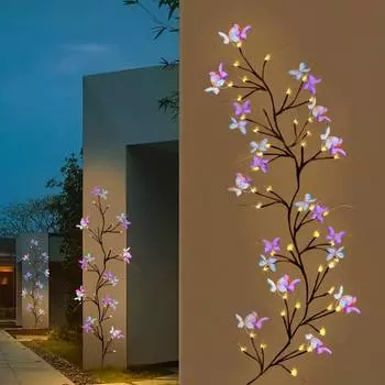 48LED Tree Branch Lamp Спальня Настенное украшение Willow Vine Tree Light Strip 8 режимов освещения DIY Atmosphere Light Домашнее освещение Brown&0-5W теплый белый