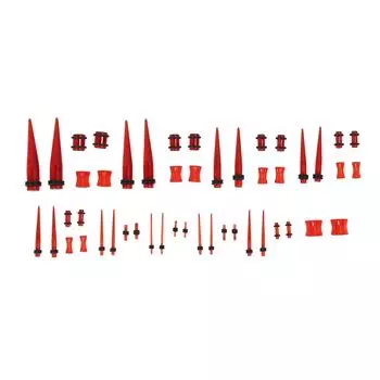 48 шт. набор для растяжки ушей в форме сердца различных размеров, акриловые конусы и заглушки, набор расширителей для ушей, красный