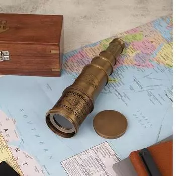 49,53 см морской латунный винтажный телескоп с матовой отделкой под старину и деревянной коробкой для кальяна для домашнего и офисного декора