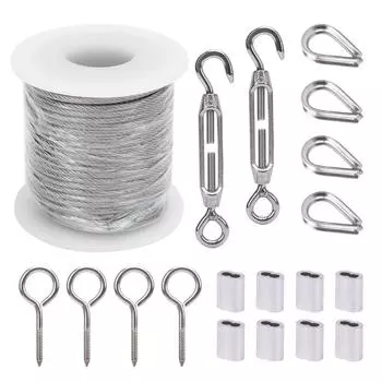 49-футовый трос из нержавеющей стали 2 мм с УФ-стойким покрытием, многоцелевой комплект тросов для бельевой веревки G
