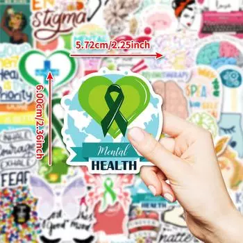 49 Креативных Теплых Раскрашенных Вручную Тематических Наклеек на тему психического здоровья Водонепроницаемые Декоративные Наклейки