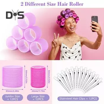 49 шт./компл. бигуди для волос с заколками для волос, расческа 4 размера, длинные, средние, короткие, щипцы для завивки волос, сделай сам, для женщин, без нагрева, инструменты для укладки волос, щипцы для завивки, подарок на день рождения чёрный