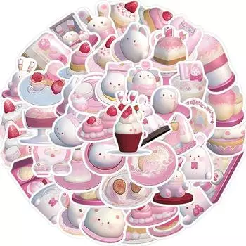 49 шт. милый розовый пудинг кролик аниме наклейки для багажа скейтборд Kawaii Diy крутые граффити девушка градиентная наклейка детская игрушка