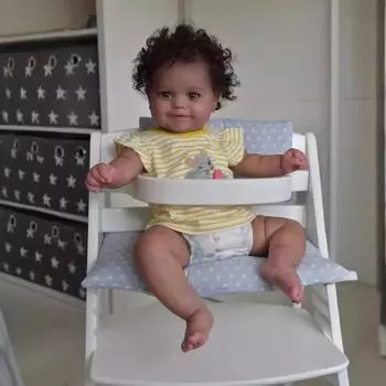 49 см кукла-симуляция возрождения ребенка детская игрушка сопутствующая кукла для раннего развития детей 49cm чёрный