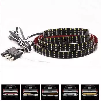 49 Светодиодная планка на заднюю дверь с тремя рядами, с янтарными указателями поворота/двойной вспышкой, красными стоп-сигналами/габаритными огнями, белыми фонарями заднего хода - Всепогодная