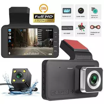 4,0-дюймовый видеорегистратор для автомобиля, 24H HD 1080P, видеорегистратор с двумя объективами, видеорегистратор с черным ящиком, 1080P, циклический видеорегистратор, зеркальный регистратор для вождения чёрный