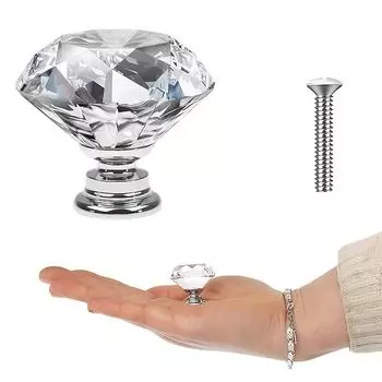 4/10 шт., 30 мм-1,18 дюйма, кристально чистое стекло, ручки для комода, серебряные ручки с бриллиантами, ручки для ящиков, ручки для кухонного шкафа, ручки для ящиков комода 4pcs