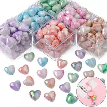 4/10 шт. акриловые бусины УФ двухцветные бусины персикового цвета с ореолом в форме сердца для DIY ожерелье, браслет, серьги, изготовление ювелирных изделий 18x19mm 4pcs серый