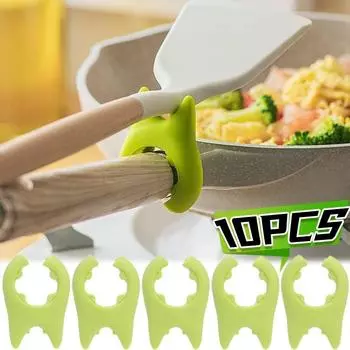 4/10 шт. Многофункциональный держатель для лопатки, антиожоговый и переливающийся силиконовый держатель для ложки, креативный интегрированный держатель для кастрюли Devil 1pc чёрный