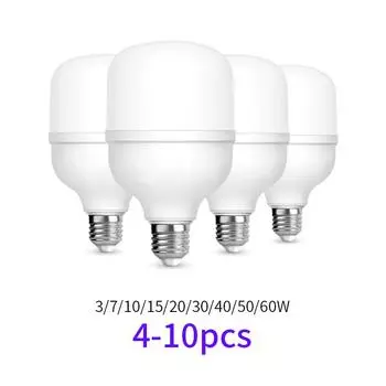 4-10 шт. Светодиодная лампа переменного тока 220 В E27 светодиодная лампа 60 Вт 50 Вт 40 Вт 30 Вт 20 Вт 15 Вт 10 Вт 7 Вт 3 Вт Lampada светодиодная лампа Bombilla прожектор освещение лампа Cold White
