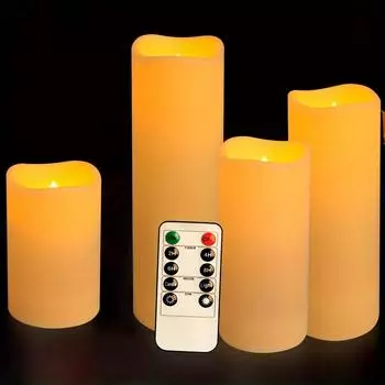 4/10pcs Flameless Candles With Remote, 2/4/6/8H Timer, Outdoor Indoor Waterproof Remote Control Candles Battery Operated, Ivory