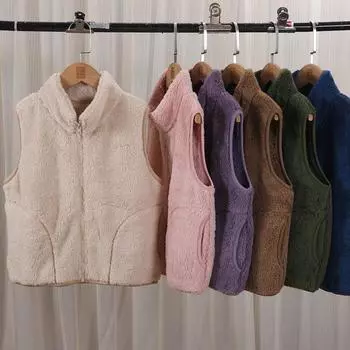 4-12 лет Детский плюшевый жилет Зимнее теплое пальто без рукавов на молнии 120