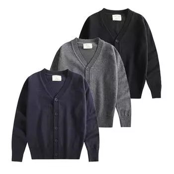 4-12 лет Детский вязаный кардиган Пальто Зимний свитер с V-образным вырезом на пуговицах 110