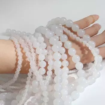 4-12 мм/32-92 шт. натуральный белый агат круглые бусины для изготовления ювелирных изделий DIY браслет ожерелье 4mm 92pcs белый