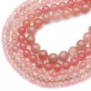4-12 мм натуральные круглые бусины из кварцевого камня с клубникой и кристаллами для изготовления ювелирных изделий своими руками 4mm 89pcs