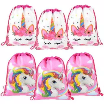 4-12 шт. сумки-единороги на шнурке, упаковка для хранения подарков и конфет, сумка для девочек, тема единорога, товары для декора на день рождения, сувениры для детей 4pcs