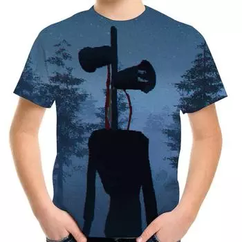 4-13 лет Дети Siren Head 3D Print Футболка SCP Horror Video Game Футболки на день рождения для мальчиков и девочек Детские повседневные футболки Одежда Топы 170