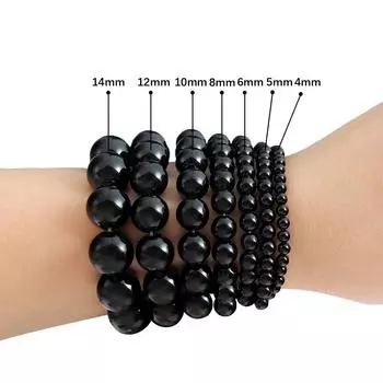 4-14 мм/28-92 шт. натуральный черный агат круглые бусины для изготовления ювелирных изделий DIY браслет ожерелье 4mm 92pcs чёрный