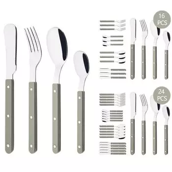4/16/24Pcs Green Silver Acrylic Handle Dinnerware Knife Fork Spoon Set Stainless Steels Cutlery Set Kitchen Home Flatware