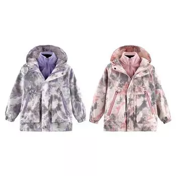 4-16 лет Детская ветрозащитная куртка с капюшоном 2 шт. Теплое пальто 150