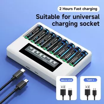 4-16 шт. 1,5 В AA аккумуляторная батарея 3000 МВтч HR6 AA литий-ионные аккумуляторные батареи + 1,5 В 2A AAA литий-ионное зарядное устройство