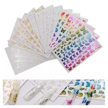 4/16 шт. 3D бабочка красочная светящаяся переводная фольга для дизайна ногтей маникюрные наклейки C